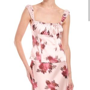 WeWoreWhat Pink Floral Satin Tank Top